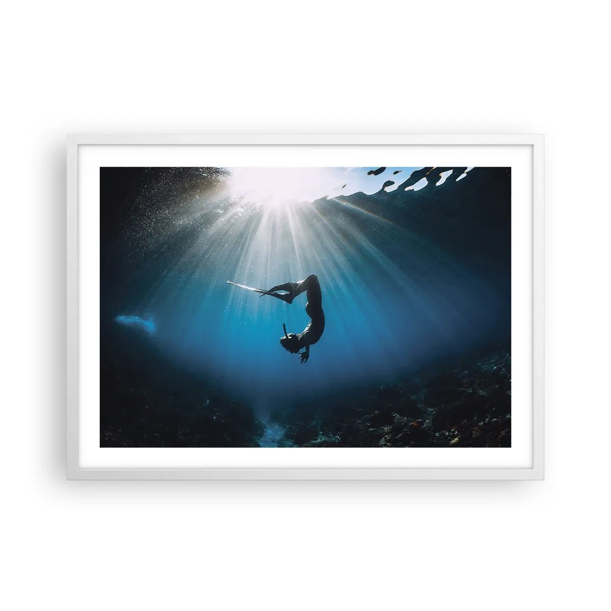 Poster in white frmae - Underwater dance - 70x50 cm