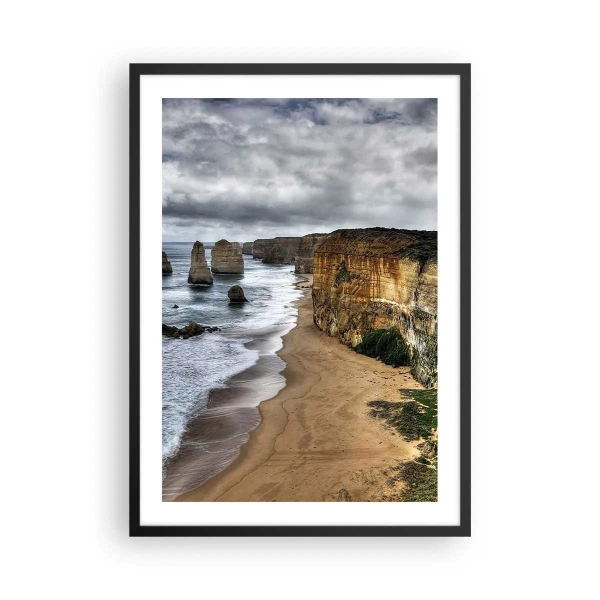 Poster in black frame - Picturesque coast with rock formations - 50x70cm - Raw Beauty - Modern wall decoration for the living room and bedroom ARTTOR