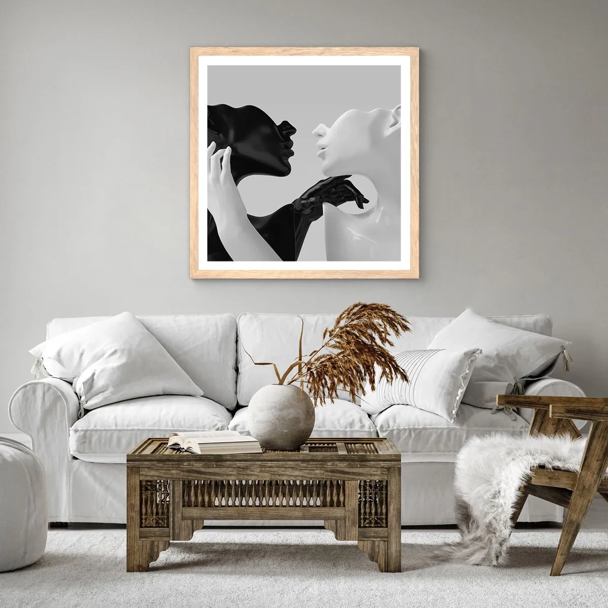 Poster in light oak frame - Attraction - Desire - 50x50 cm
