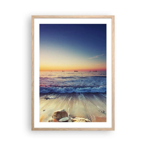 Poster in light oak frame - What Is behind the Horizon? - 50x70 cm