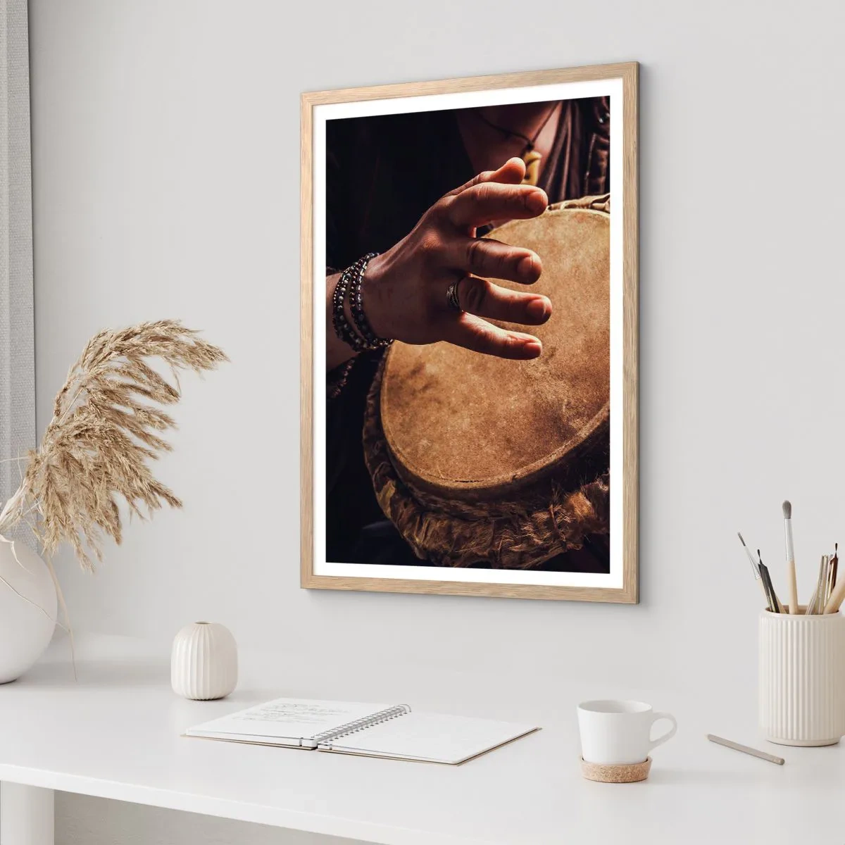 Poster in light oak frame - In the Rhythm of the Heart - 70x100 cm