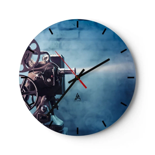 Wall clock - Clock on glass - Once Upon a Time at the Cinema - 40x40 cm
