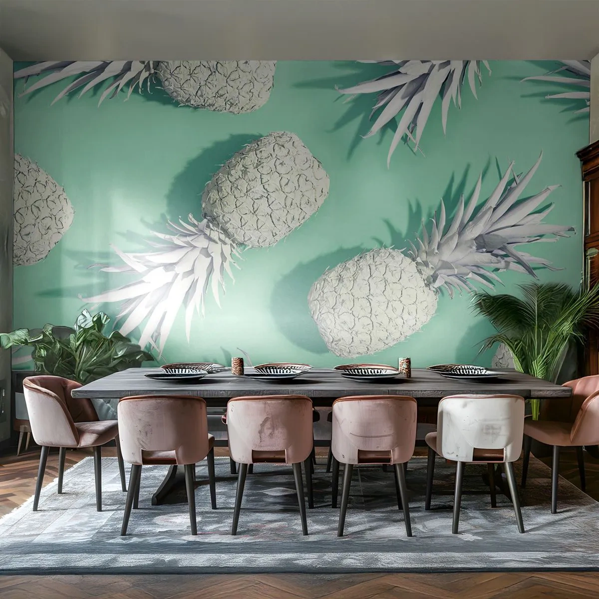 Self-Adhesive Photo Wallpaper Deluxe Sticker - It Combines Well with Mint - Abstraction, Pineapple, Piece - 450x315 cm