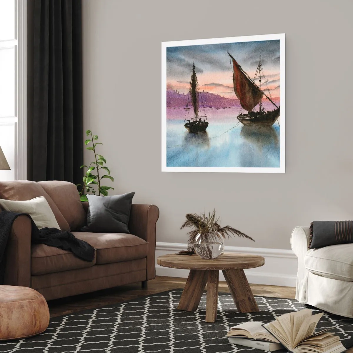 Poster - Evening at the Port - 40x40 cm