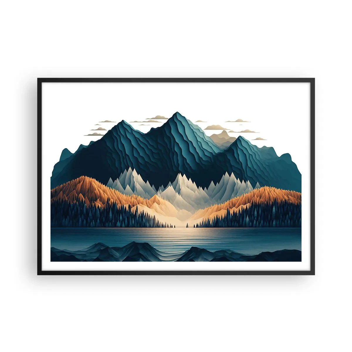 Poster in black frame - Perfect Mountain Landscape - 100x70 cm