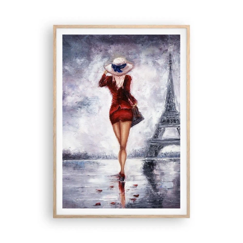 Poster in light oak frame - Parisian Symbols - 70x100 cm