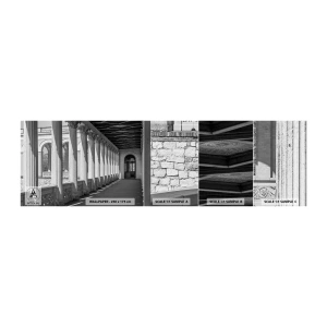 Photo Wallpaper Sample Self-Adhesive Deluxe Sticker - Sunny Arcade - Columns, Architecture, Classic - 100x30 cm