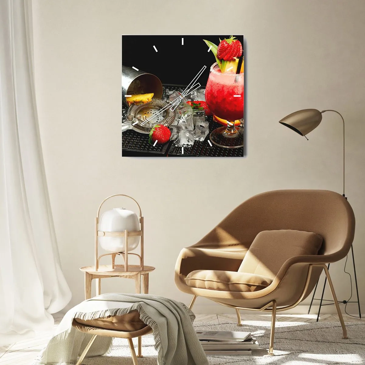 Wall clock - Clock on glass - Coctail of Flavours - 30x30 cm