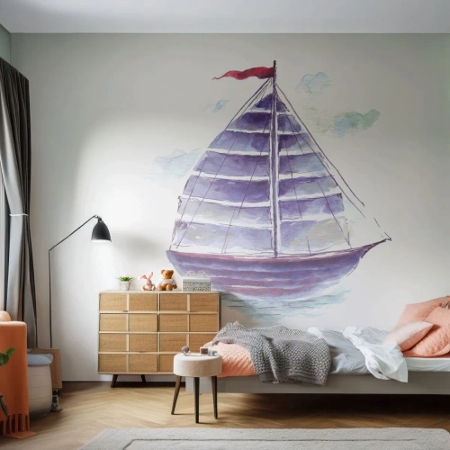 Photo Wallpaper Premium Canvas - Full Sails And Calm Waters - Sailboat, Seaside, Sea - 250x175 cm