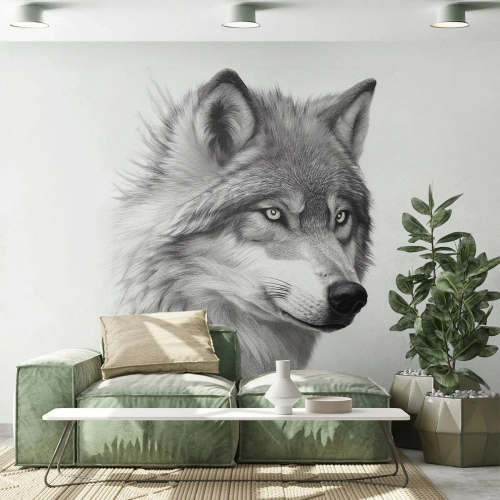 Photo Wallpaper Premium Canvas - Alpha - Without a Doubt - Wolf, Animal, Scandinavian - 350x256 cm