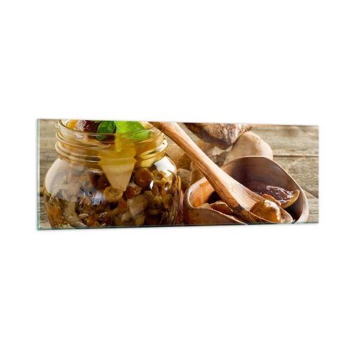 Glass picture - Boletus Fresh or Salted: Flavour of Autumn - 90x30 cm