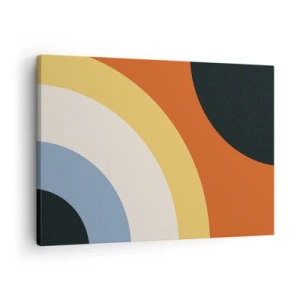 Canvas picture - Abstract artwork with colorful arcs and contrasting circles - 70x50cm - Towards Each Other - Modern wall decoration for the living room and bedroom ARTTOR