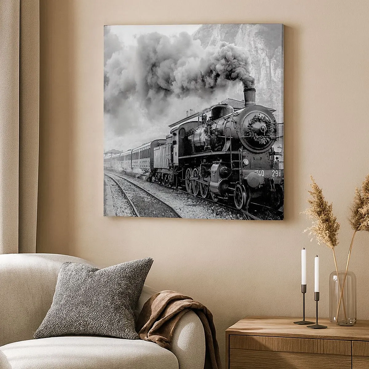 Canvas picture - Standing at the Station... - 30x30 cm