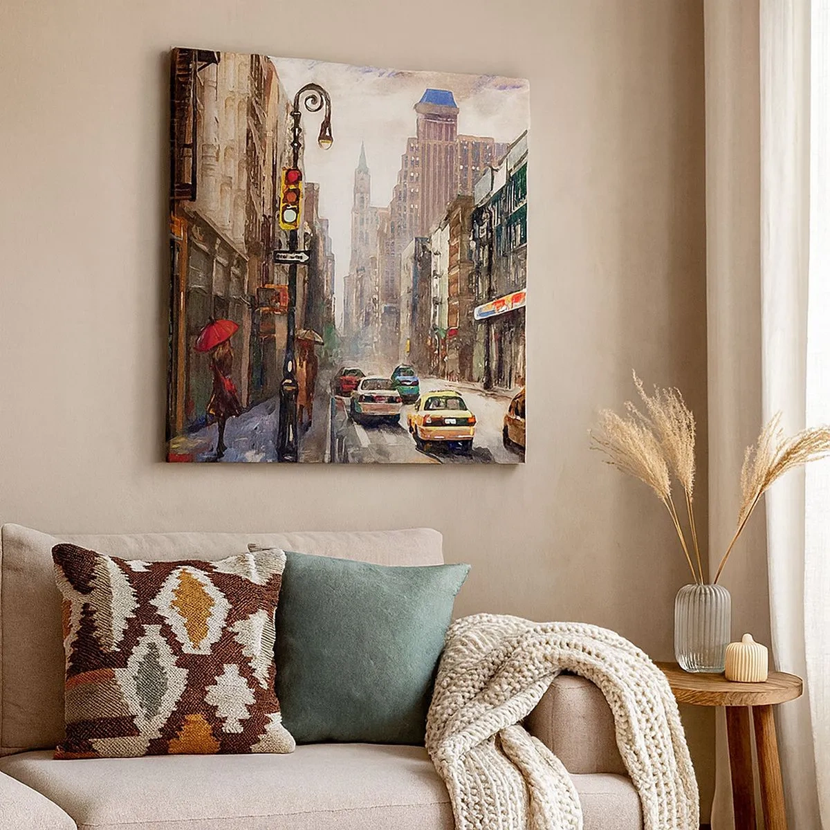 Canvas picture - New York - Colourful in Rain - 30x30 cm