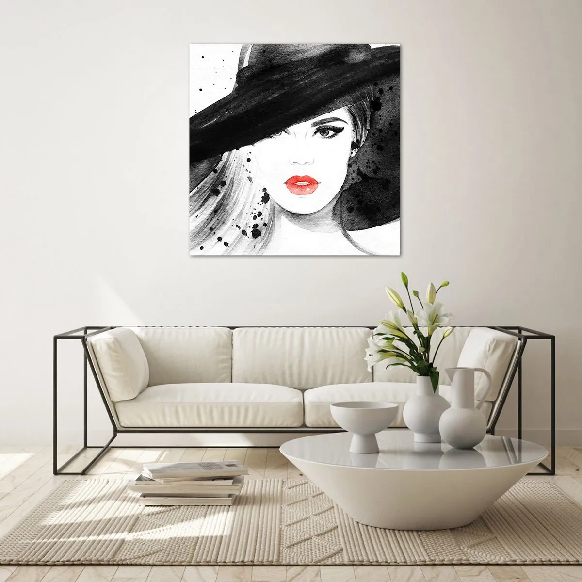 Glass picture - Lady in Black - 70x70 cm