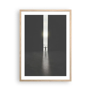 Poster in light oak frame - Step to Bright Future - 50x70 cm