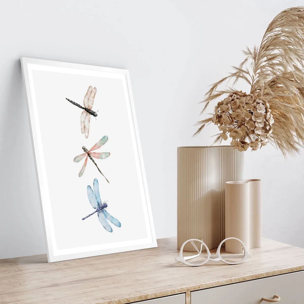 Poster in white frmae - Lightness of Dragonflies - 61x91 cm