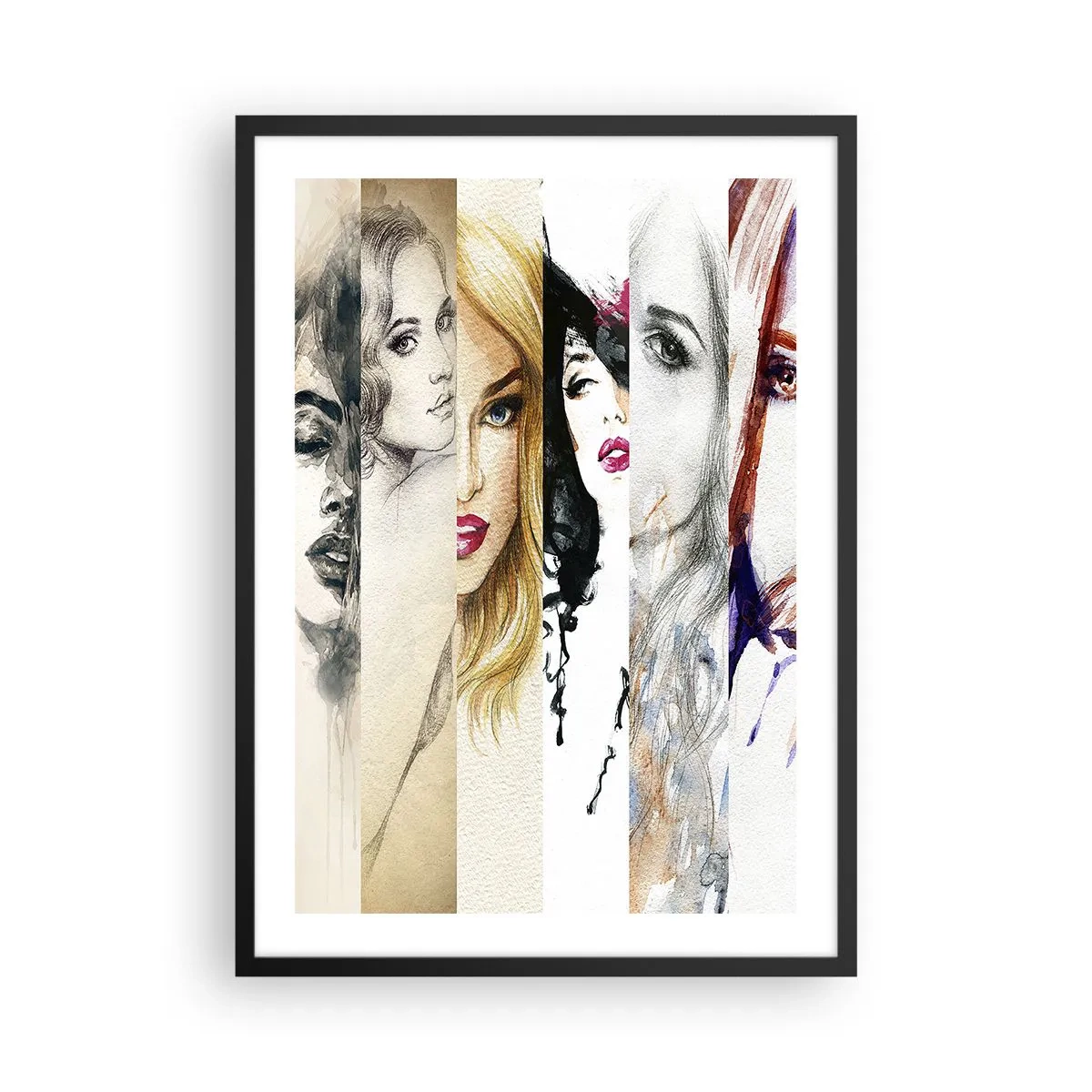 Poster in black frame - Portraits of women in various artistic styles - 50x70cm - And It Is Always You - Modern wall decoration for the living room and bedroom ARTTOR