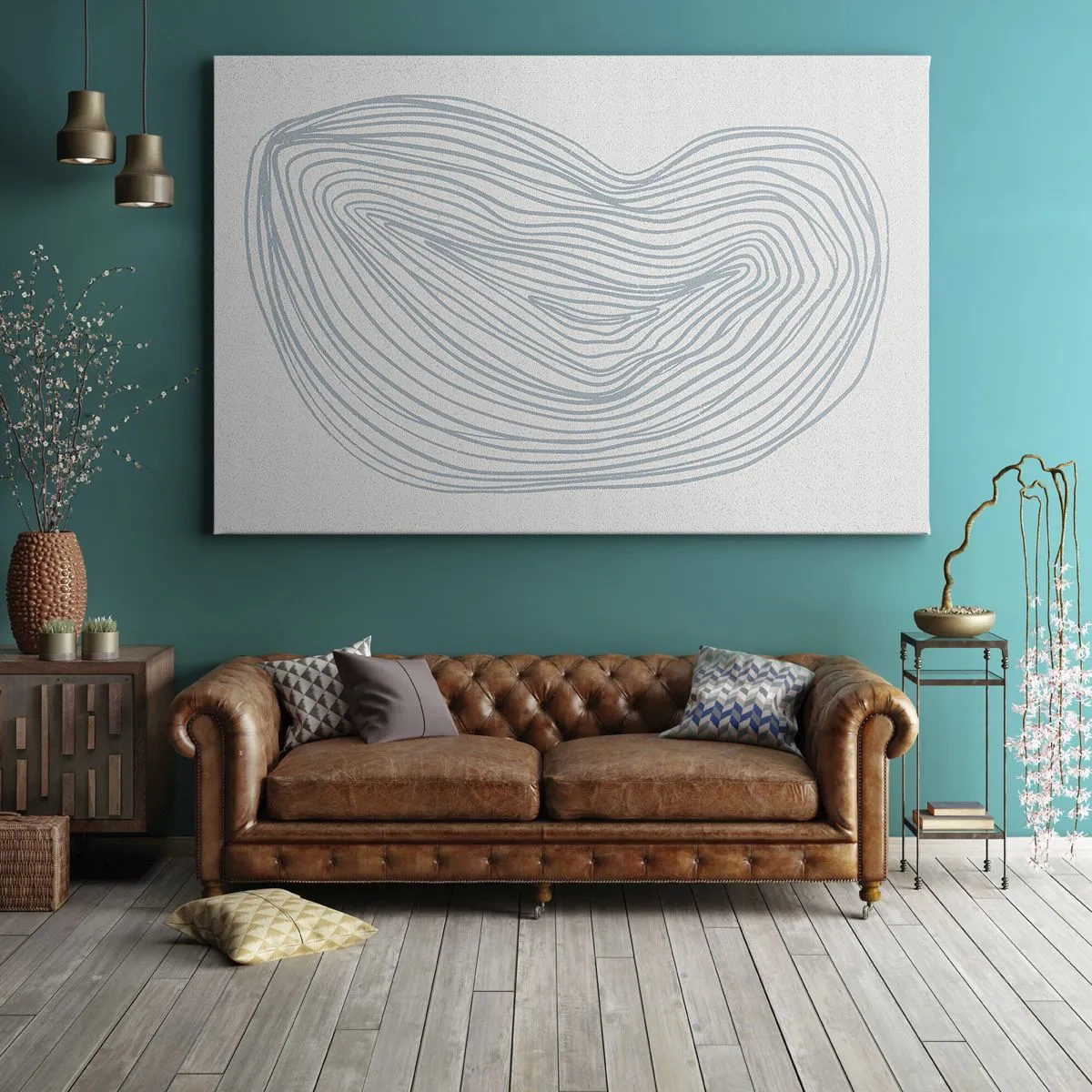 Canvas picture - Abstract wave motif in delicate blue - 70x50cm - Smile of a Drop - Modern wall decoration for the living room and bedroom ARTTOR