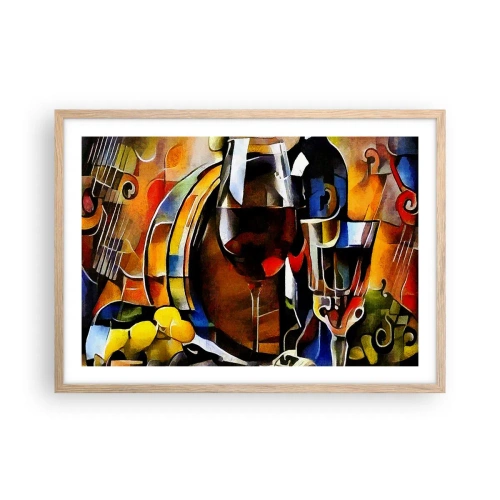 Poster in light oak frame - And The World Fills With Colours - 70x50 cm