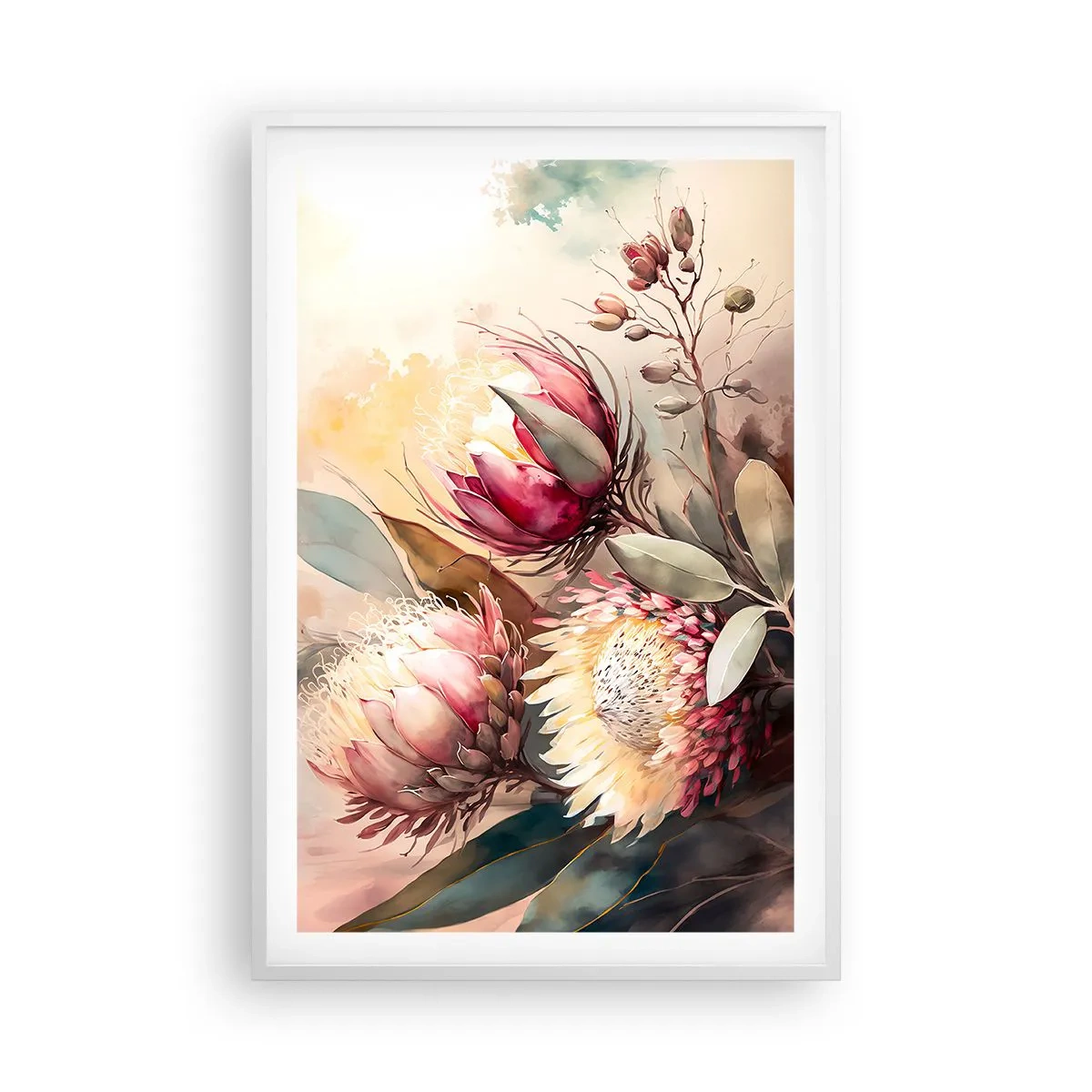 Poster in white frmae - Profile and En Face - 61x91 cm