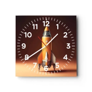Wall clock - Clock on glass - It Starts with a Dream - 40x40 cm