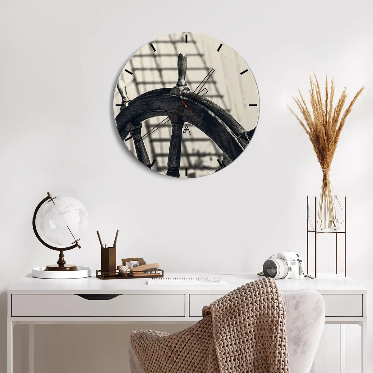 Wall clock - Clock on glass - Sea Tales - 40x40 cm