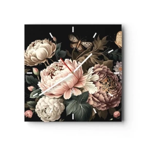 Wall clock - Clock on glass - Baroque Style - 30x30 cm