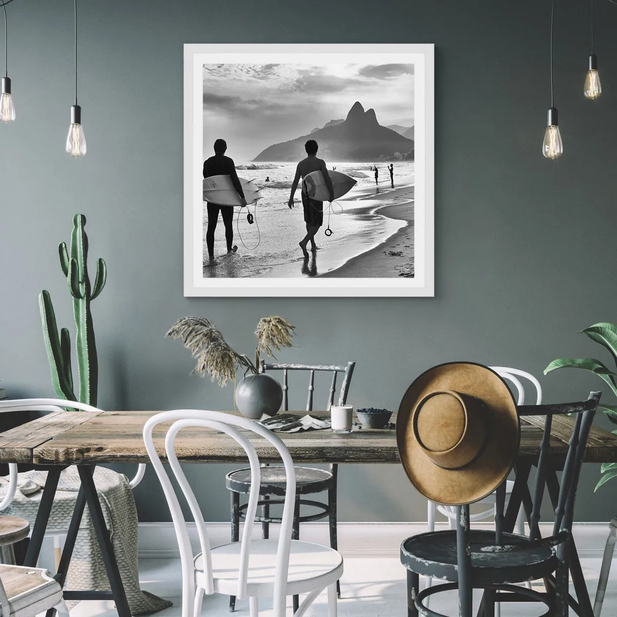 Poster in white frmae - Samba for One Wave - 40x40 cm