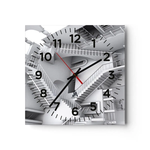 Wall clock - Clock on glass - Paradoxes of Space - 30x30 cm