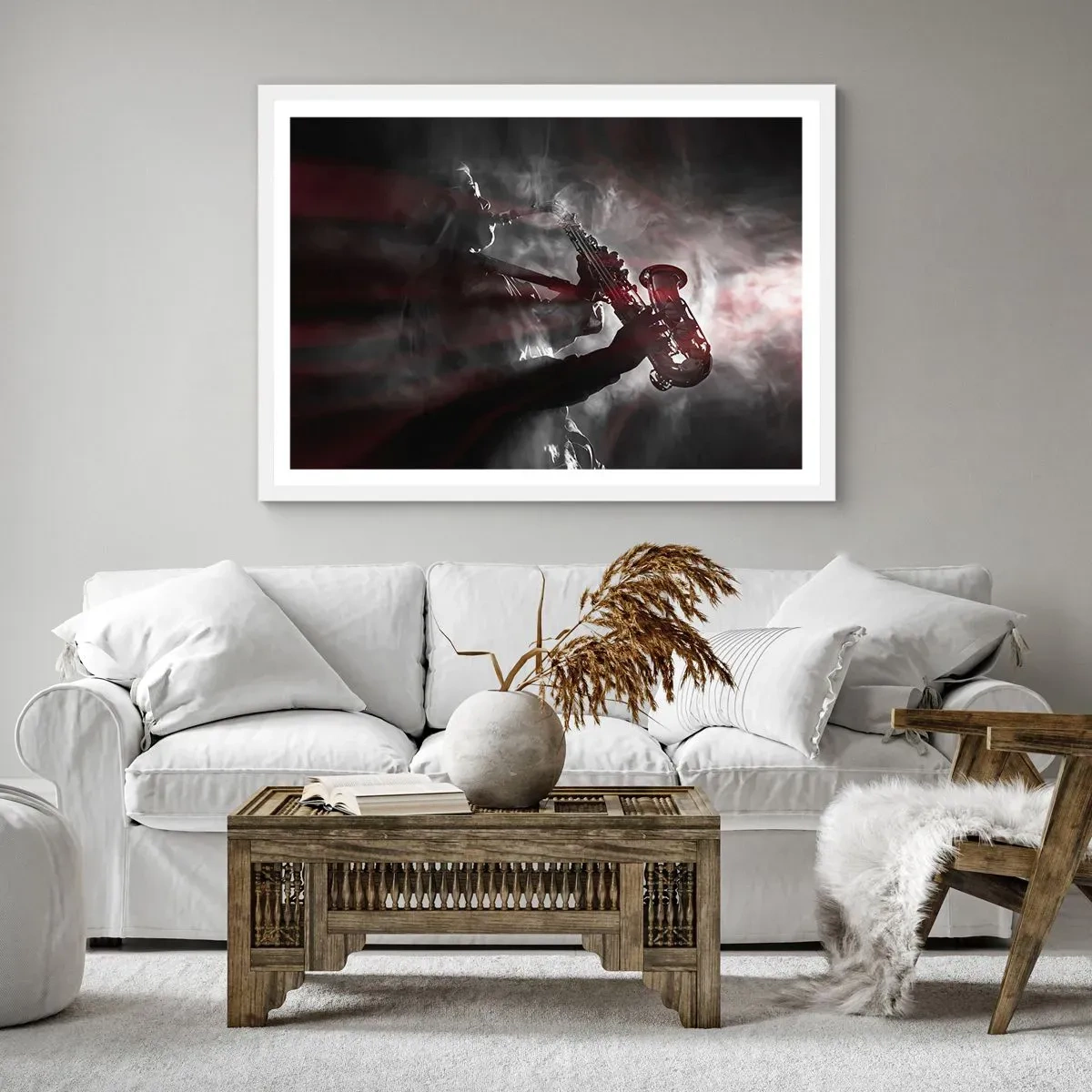 Poster in white frmae - Lost in the Fog of Jazz - 91x61 cm