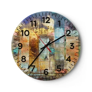 Wall clock - Clock on glass - Sunny Metropolis - 30x30 cm