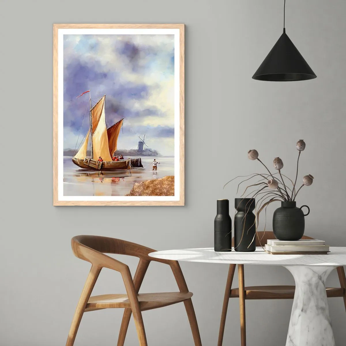 Poster in light oak frame - Return of Sailors - 70x100 cm