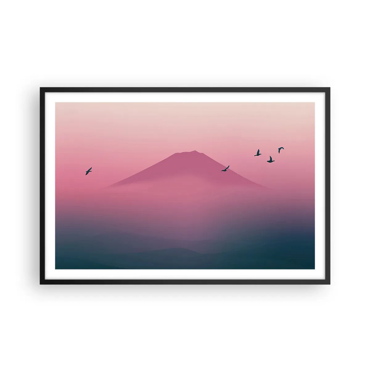 Poster in black frame - Wanderers above Clouds - 91x61 cm