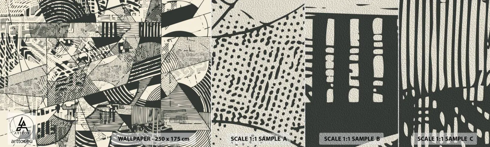 Photo Wallpaper Sample Premium Sand - Dynamics of Contemporaneity - Abstraction, Vintage, Graphics - 100x30 cm