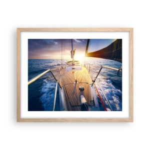 Poster in light oak frame - Running on Waves - 50x40 cm