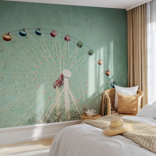 Photo Wallpaper Premium Canvas - Come Have Fun - Ferris wheel, Merry-go-round, Vintage - 100x70 cm