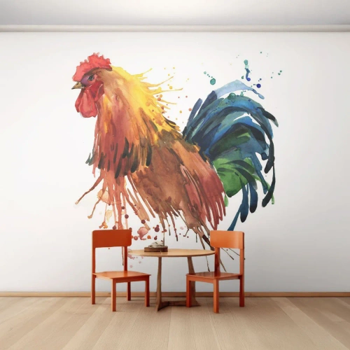 Custom Self-Adhesive Wallpaper Deluxe Sticker - King Rooster - Cock, Graphics, Breeding