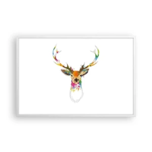 Poster in white frmae - Deer Bathed in Colour - 91x61 cm