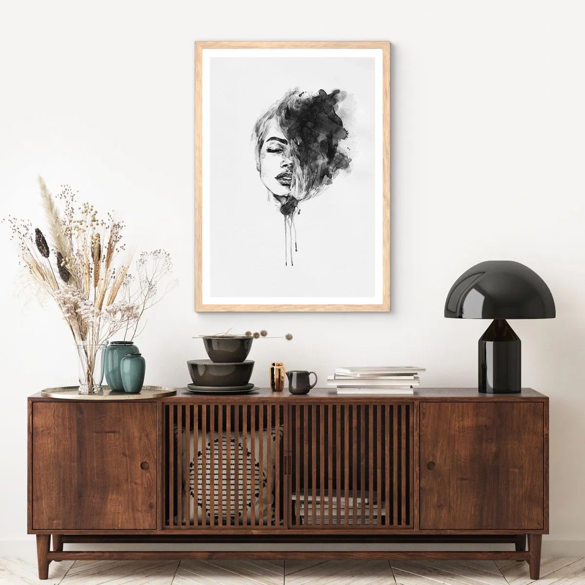 Poster in light oak frame - What Does a Girl Dream about? - 40x50 cm