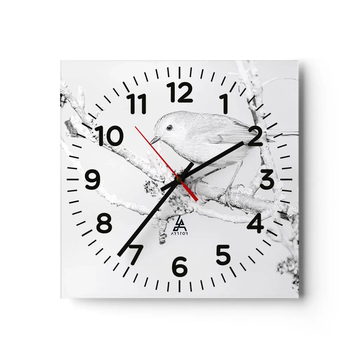 Wall clock - Clock on glass - Winter Morning - 30x30 cm