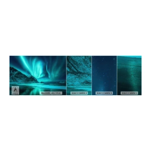 Photo Wallpaper Sample Self-Adhesive Deluxe Sticker - Miracles of the North - Landscape, North Pole, Northern lights - 100x30 cm