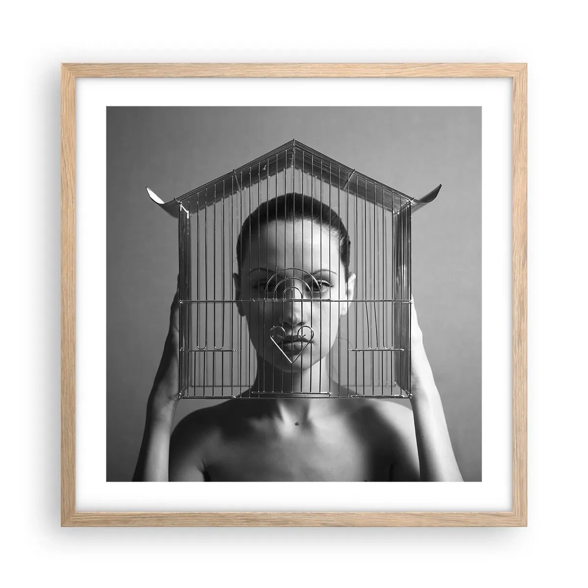 Poster in light oak frame - A Bit Surrealistic Portrat - 50x50 cm