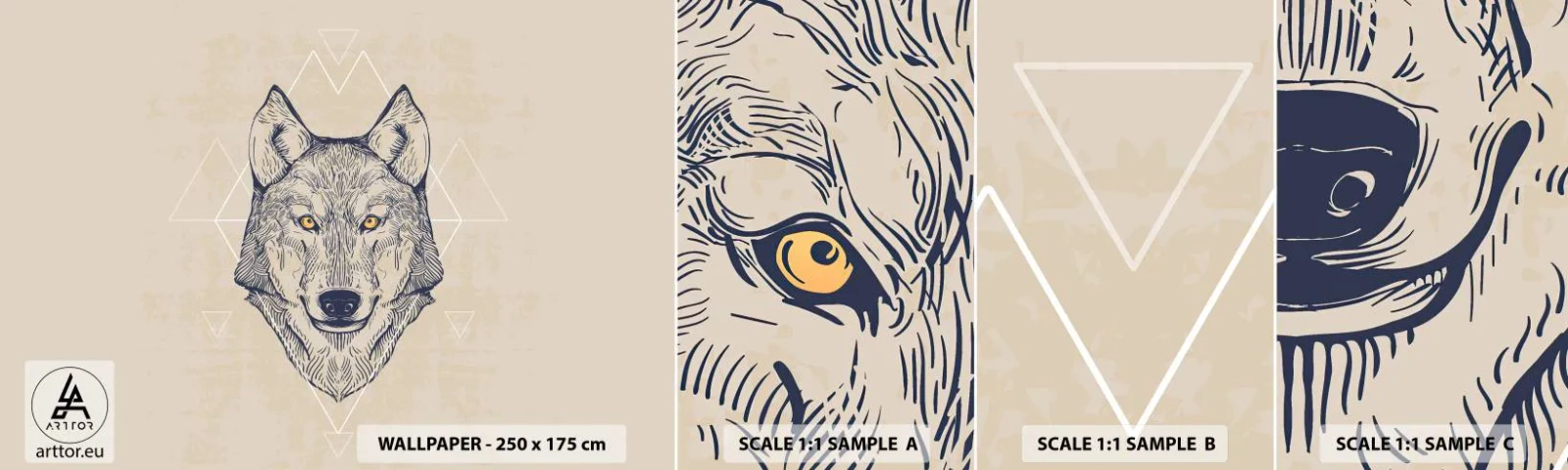 Photo Wallpaper Sample Standard Eco - Alpha with a Piercing Eyes - Animals, Dog, Huskies - 100x30 cm