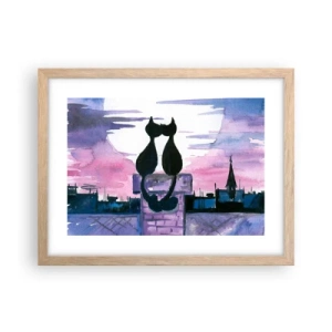 Poster in light oak frame - Rendezvous under the Moon - 40x30 cm