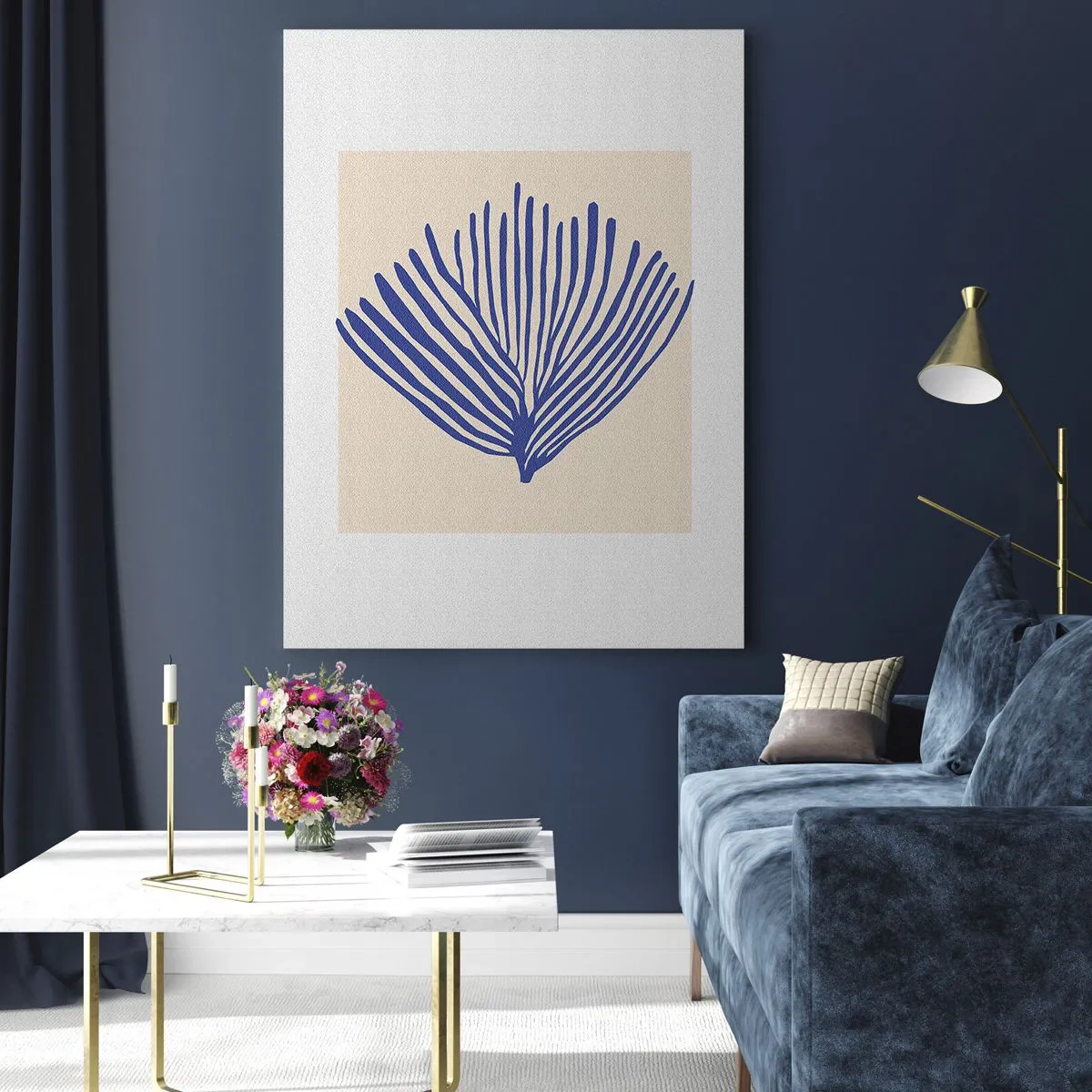 Glass picture - Blue Fan - 70x100 cm