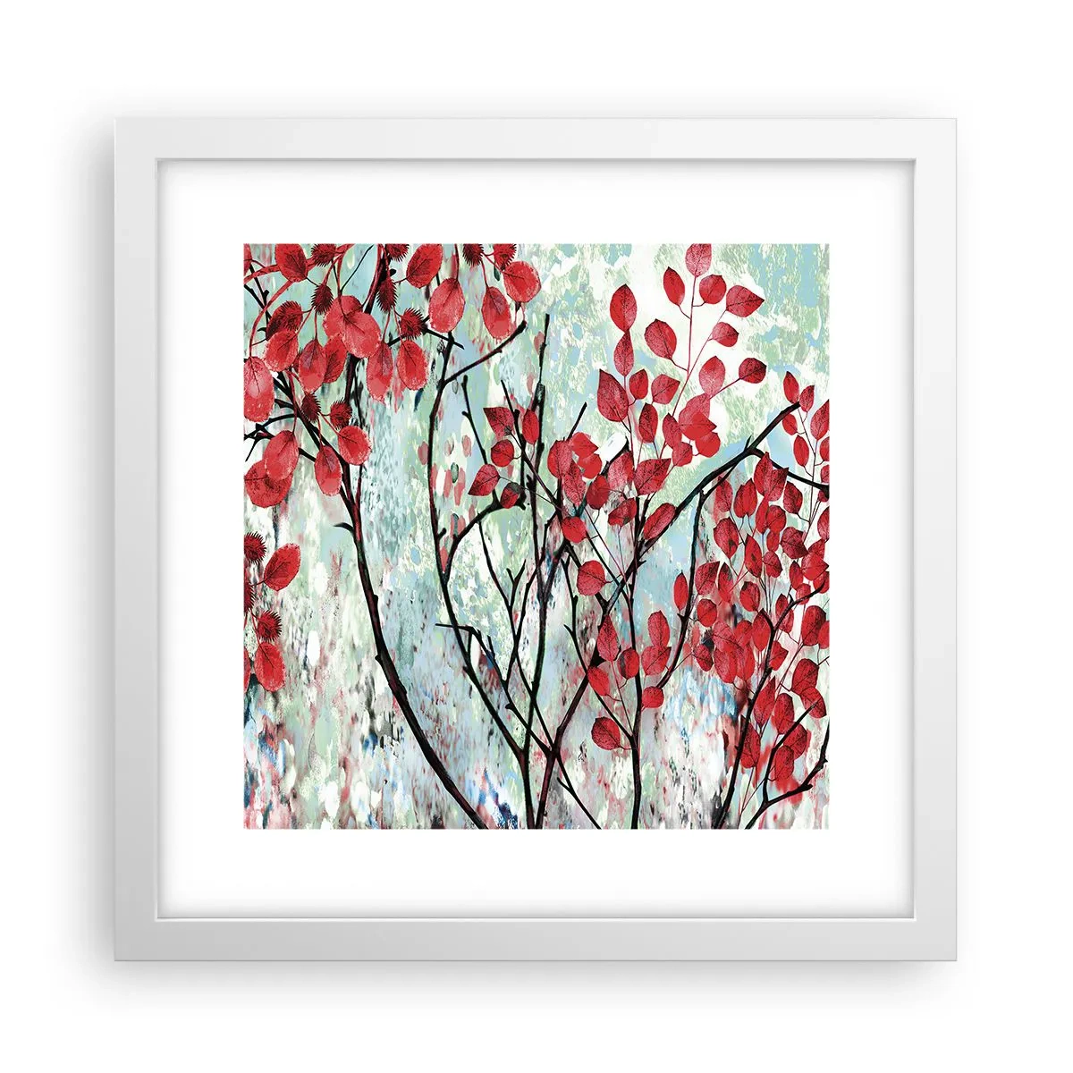 Poster in white frmae - Tree in Scarlet - 30x30 cm