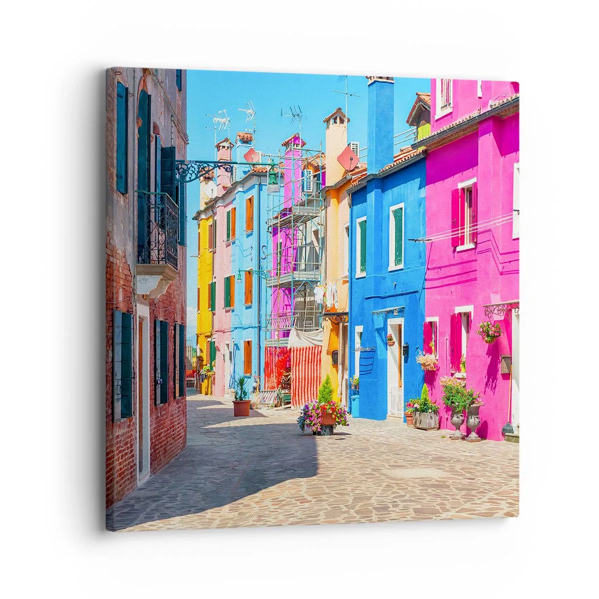 Canvas picture - Town Bursting with Colours - 30x30 cm