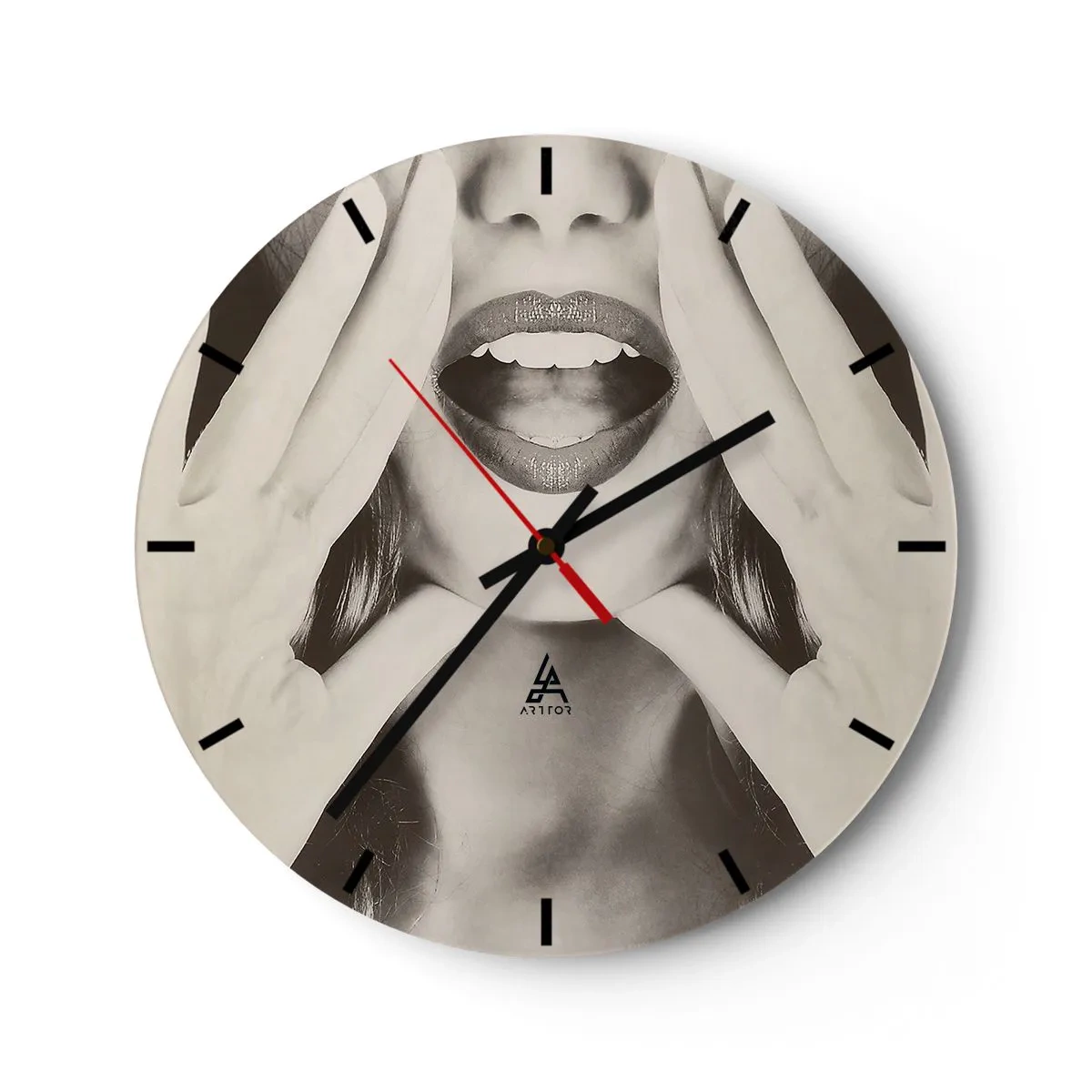 Wall clock - Clock on glass - Coming! - 40x40 cm