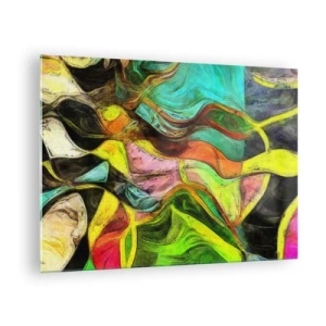 Glass picture - An abstract composition with intense, multi-colored waves. - 70x50cm - Movement Is Life - Modern wall decoration for the living room and bedroom ARTTOR